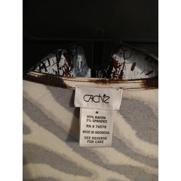 Cache Retro Edgy Zebra Print Dress Brown & Cream Medium Boho Classic Sexy - Picture 8 of 8